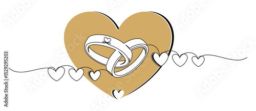 Foto illustration of wedding rings with heart background 3