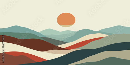 Abstract Landscape with Mountains and Sun (1)