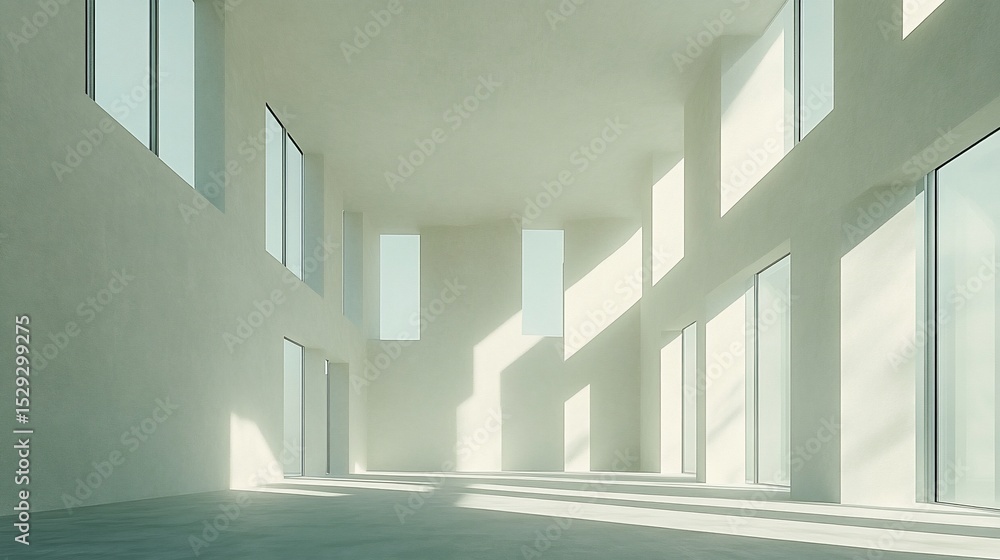 Obraz premium Empty pale room with tall windows