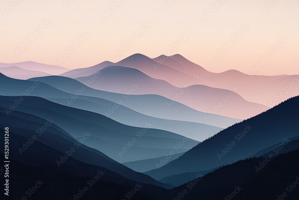 Obraz premium Misty Mountain Range at Dawn