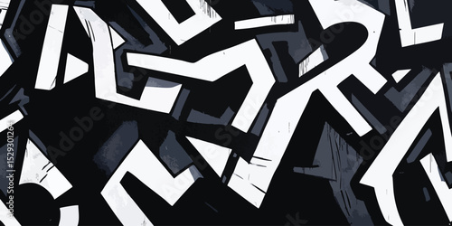 Abstract black and white graffiti design