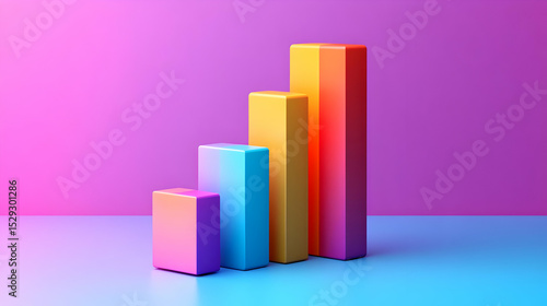 Free Download Colorful 3D Ascending Bar Chart on Blue Background - GFXLoad