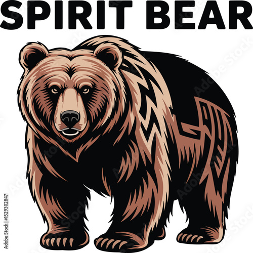 Bold and powerful spirit bear illustration depicting strength and wildlife symbolism