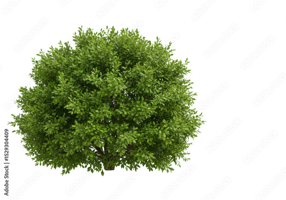 Fototapeta premium Lush green tree with dense foliage, set against a clear blue sky, ideal for nature themes