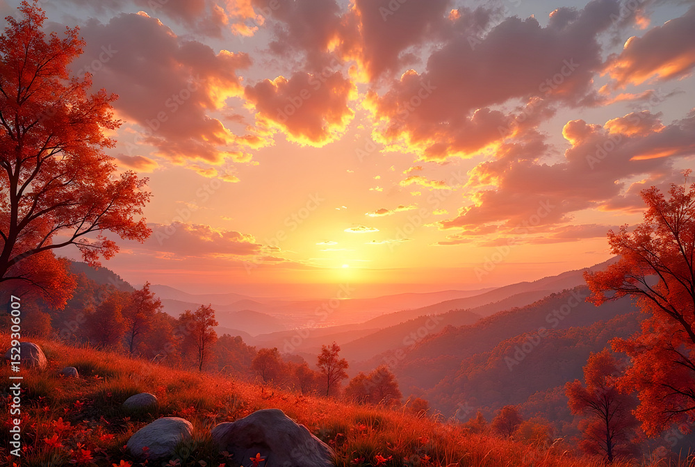 Naklejka premium sunset in the mountains