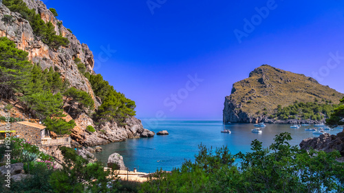 Bild auf Leinwand Cala Sa Calobra, Beaches of Sa Calobra, Natural Monument del Torrent de Pareis,