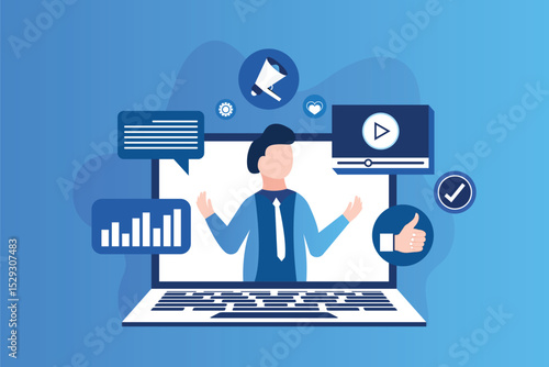 Social media management blogging online internet web influence concept