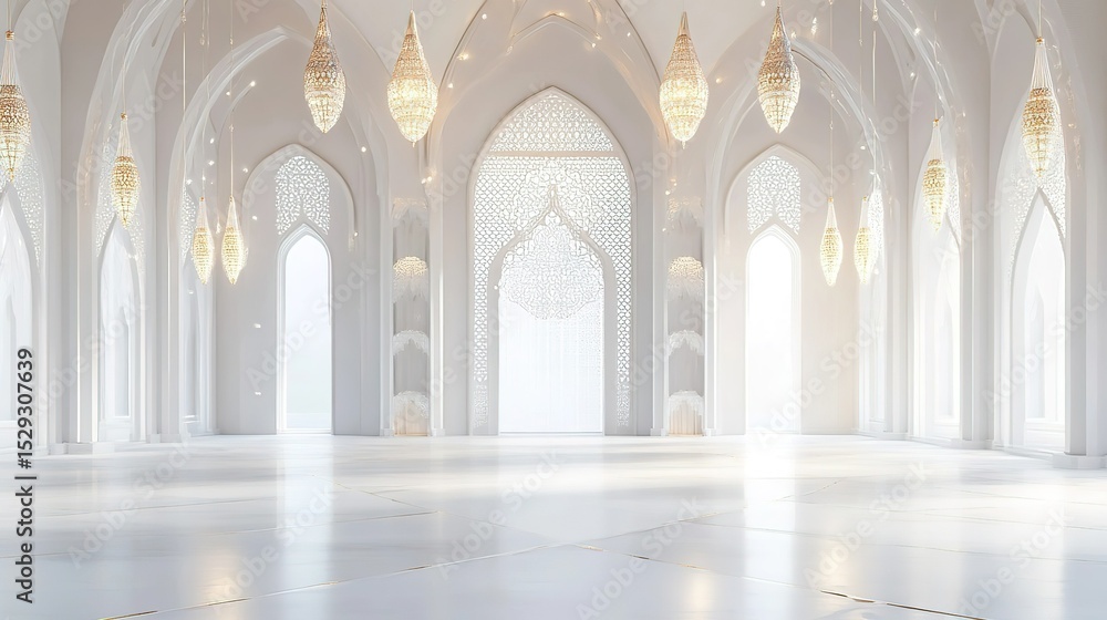 Obraz premium A grand, white interior space, illuminated by light and intricate details