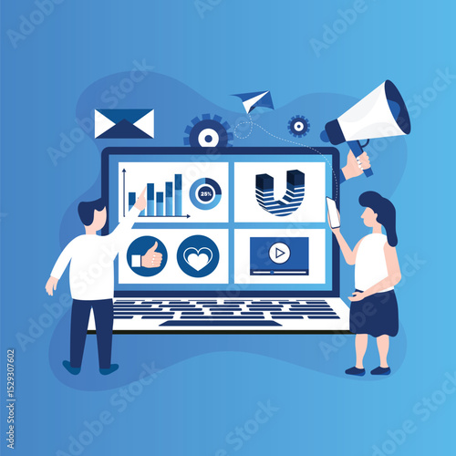 SMM and social media influencer marketing concept.