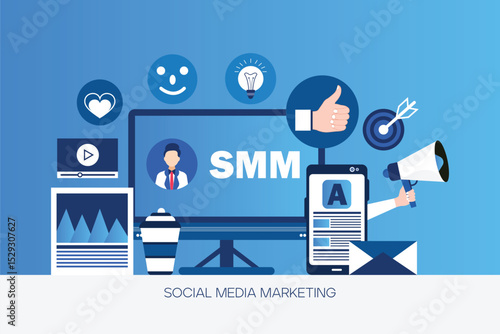 SMM and social media marketing concept