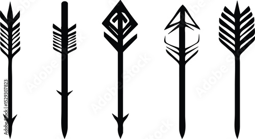 Five different arrow designs vector illustration isolated on white background concept for print web design banner poster sticker card textile and game design