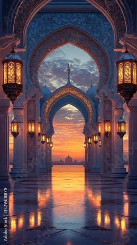 Tunnel Road Inside a Mosque – Islamic Architecture Interior View