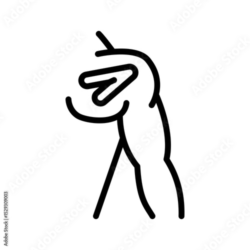 Neck kinesio tape outline icon. Elastic therapeutic tape. Muscles swelling and pain reduction. Decreasing pain and stiffness. Joints and ligaments support. Isolated line symbol illustration