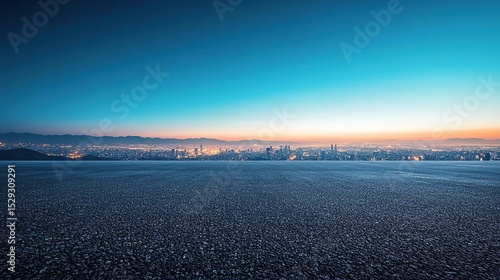 City Skyline View with Clear Blue Sky – Aerial Urban Landscape