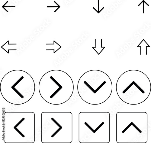Free Download navigation buttons icon set. Thin line arrow buttons up down left right.  - GFXLoad