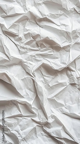 Top View of Wrinkled White Paper Texture Background