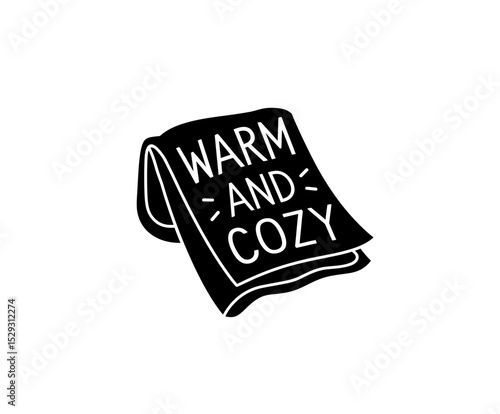 Blanket icon vector in black color on white background. Warm and cozy blanket.