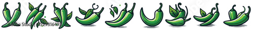 Green chili vector set