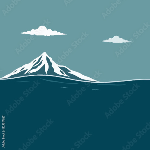 Pristine Coral Reef with Snowy Peaks