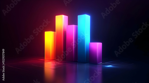 Vibrant Neon Bars Chart in Dark Background