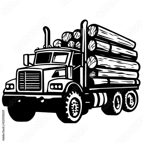 Logging truck illustration logo vector