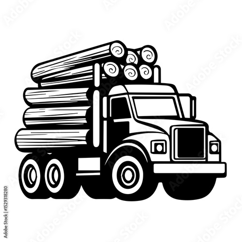 Logging truck illustration logo vector