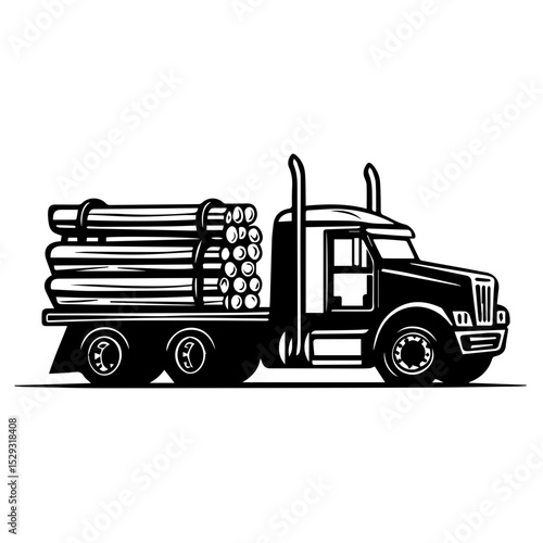 Logging truck illustration logo vector