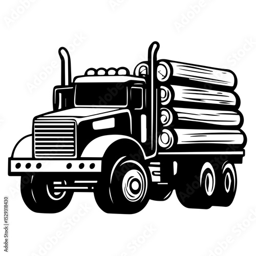 Logging truck illustration logo vector