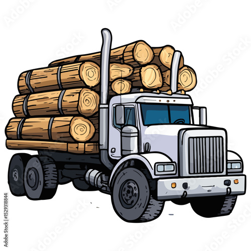 Logging truck illustration logo vector