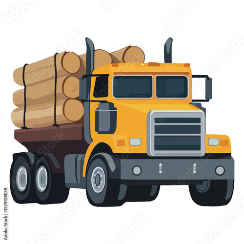 Logging truck illustration logo vector