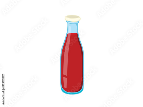 A Tall Glass Bottle Filled with Vibrant Red Ketchup Sauce