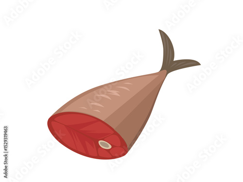 A Deconstructed Fish Tail Section with Meat Inside Image