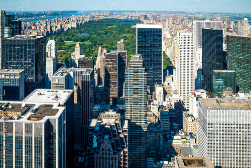 Aerial view of the city that never sleep, New York, with its skyscrapers and mix of contemporary and historic builds. 