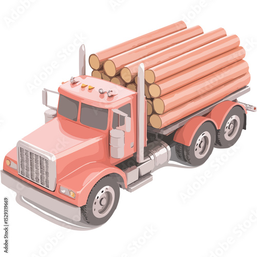Logging truck illustration logo vector