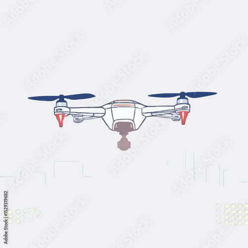 Futuristic Innovative Drone with a City