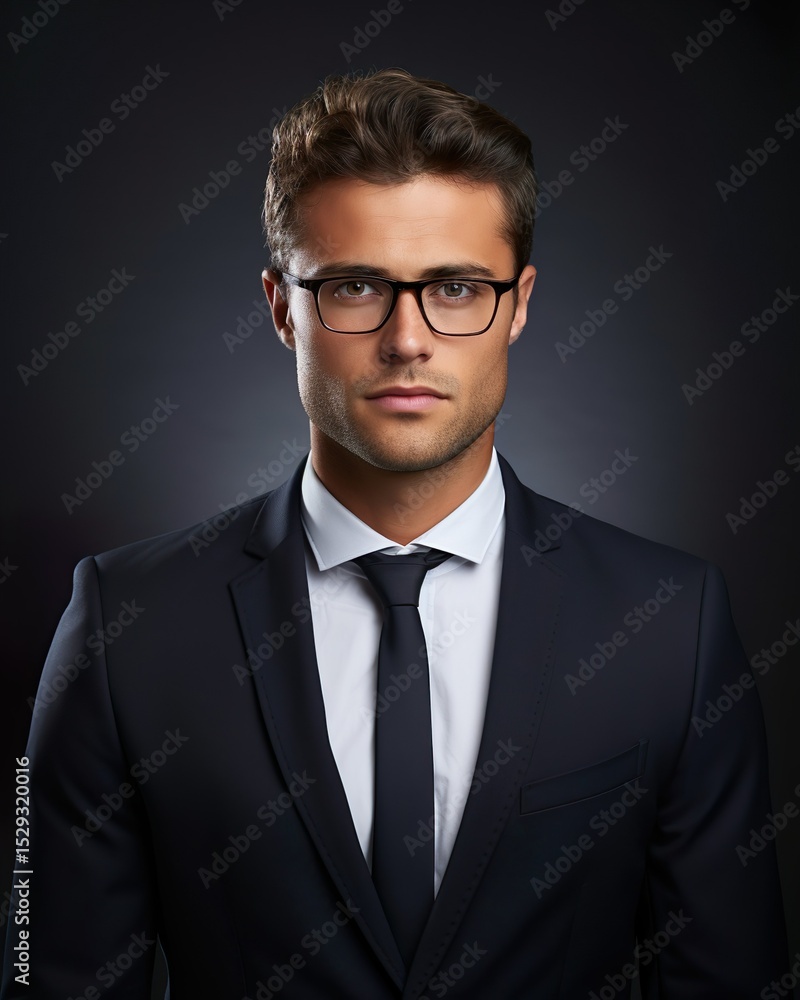 Elegant young handsome man in suite wearing glasses. Studio fashion portrait Elegant young handsome man in suite wearing glasses. Studio fashion portrait