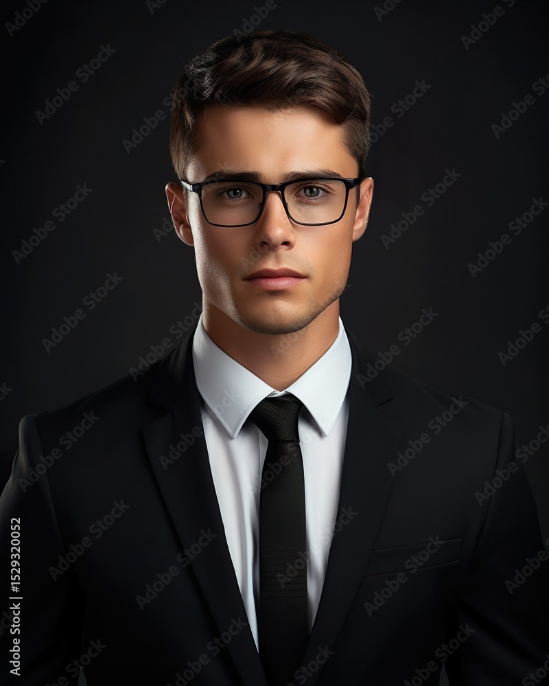 Elegant young handsome man in suite wearing glasses. Studio fashion portrait Elegant young handsome man in suite wearing glasses. Studio fashion portrait