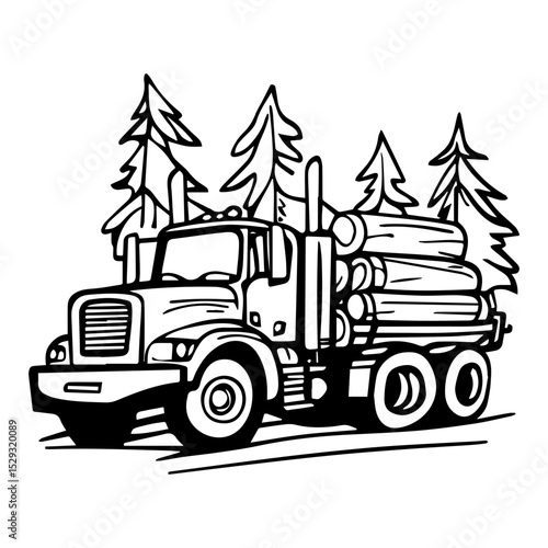 Logging truck illustration logo vector