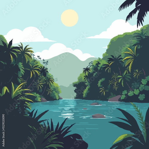 Pristine Lush Rainforest with Clear Waters
