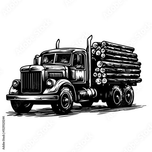Logging truck illustration logo vector