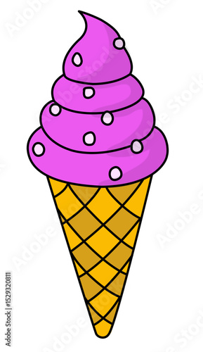 Delicious Swirled Pink Ice Cream Cone With White Sprinkles Topping