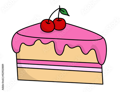 Sweet Pink Cake with Cherries an Enjoyable Treat for Anyone