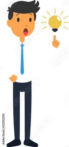 Man with an Idea Light Bulb Over His Head