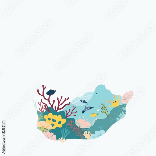 Pristine Coral Reef with Wildlife