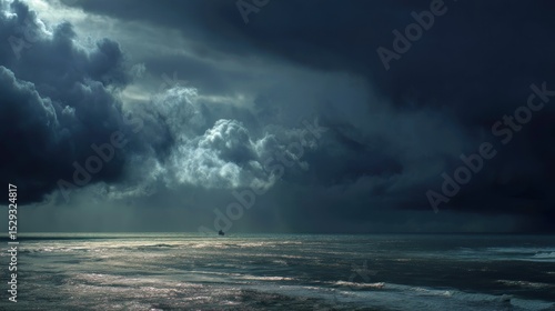 Ocean's Dark Majesty: A Dramatic Seascape Under a Stormy Sky