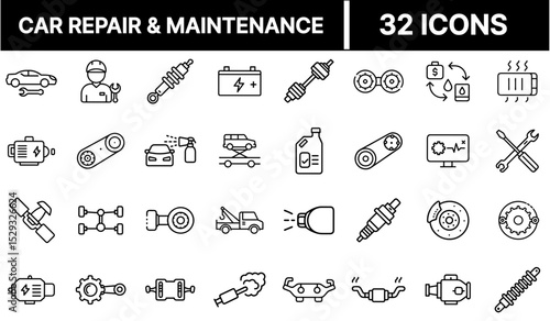 Car Repair and Maintenance Icon Representing Vehicle Service, Diagnostics, and Mechanical Fixes