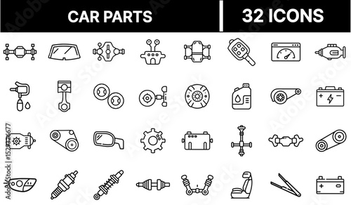 Car Parts Icon Representing Automotive Components and Vehicle Repair Elements