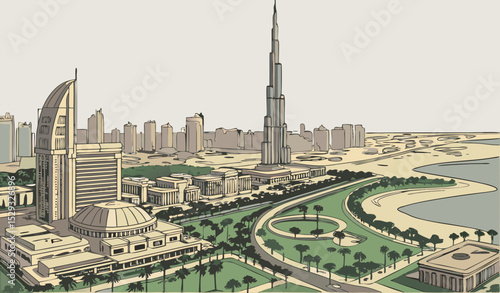 Aerial view of Dubai UAE   