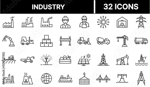 Industry Icon Representing Manufacturing, Infrastructure, and Economic Production Sectors