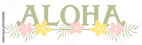 Aloha design with flowers and tropical foliage
